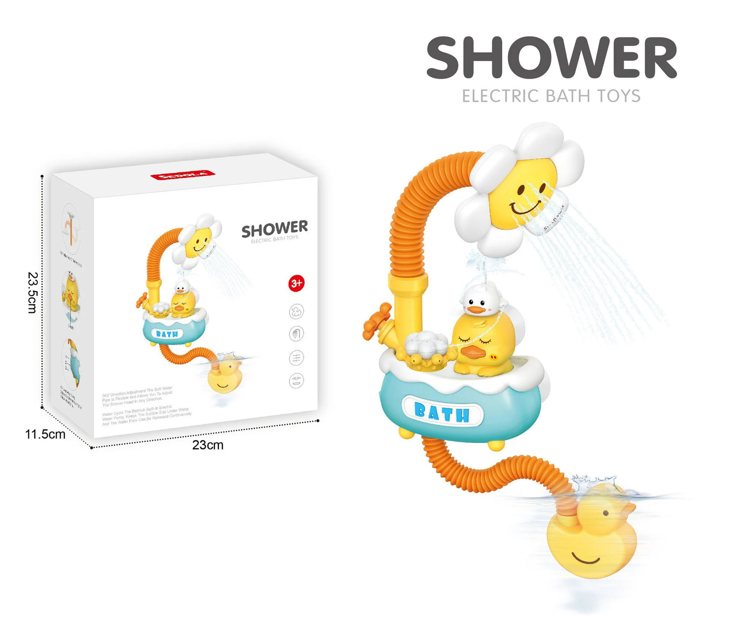 Baby bath toy Bath Shower for Toddler Children's electric splashing baby Sunflower Yellow Duck shower boy girl spray gift