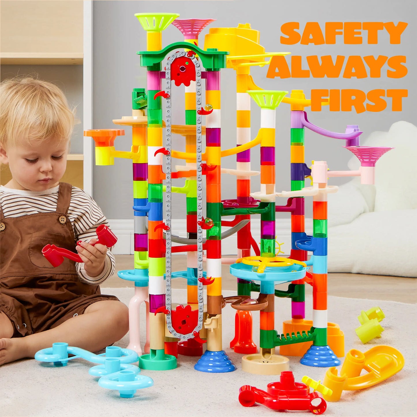 236 Pcs Glowing Marble Run with Motorized Elevator Construction Building Blocks STEM Educational Toys Set for Kid Ages 4-8