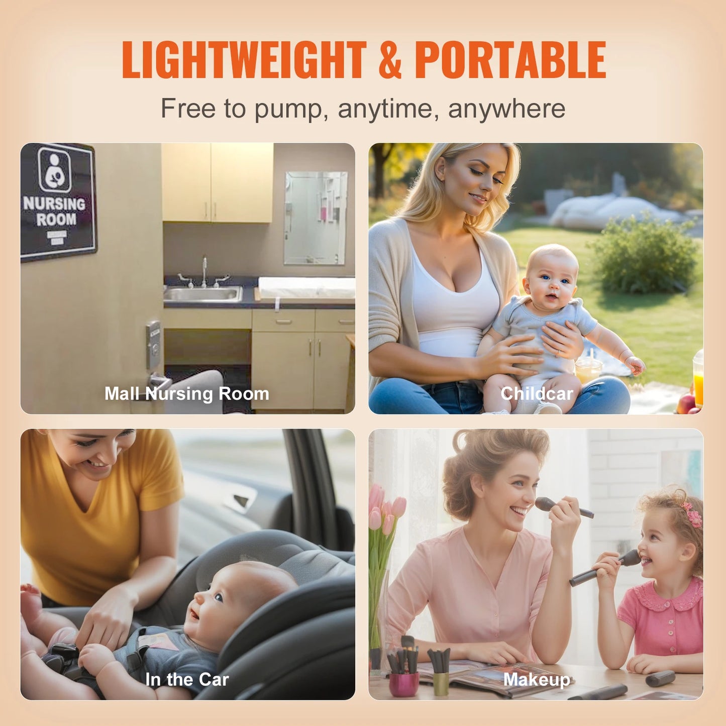 Breast Pump Portable 2800mAH Rechargeable Double Electric Breast Pumps Anti-Backflow Breastfeeding Pump w/ LED Display