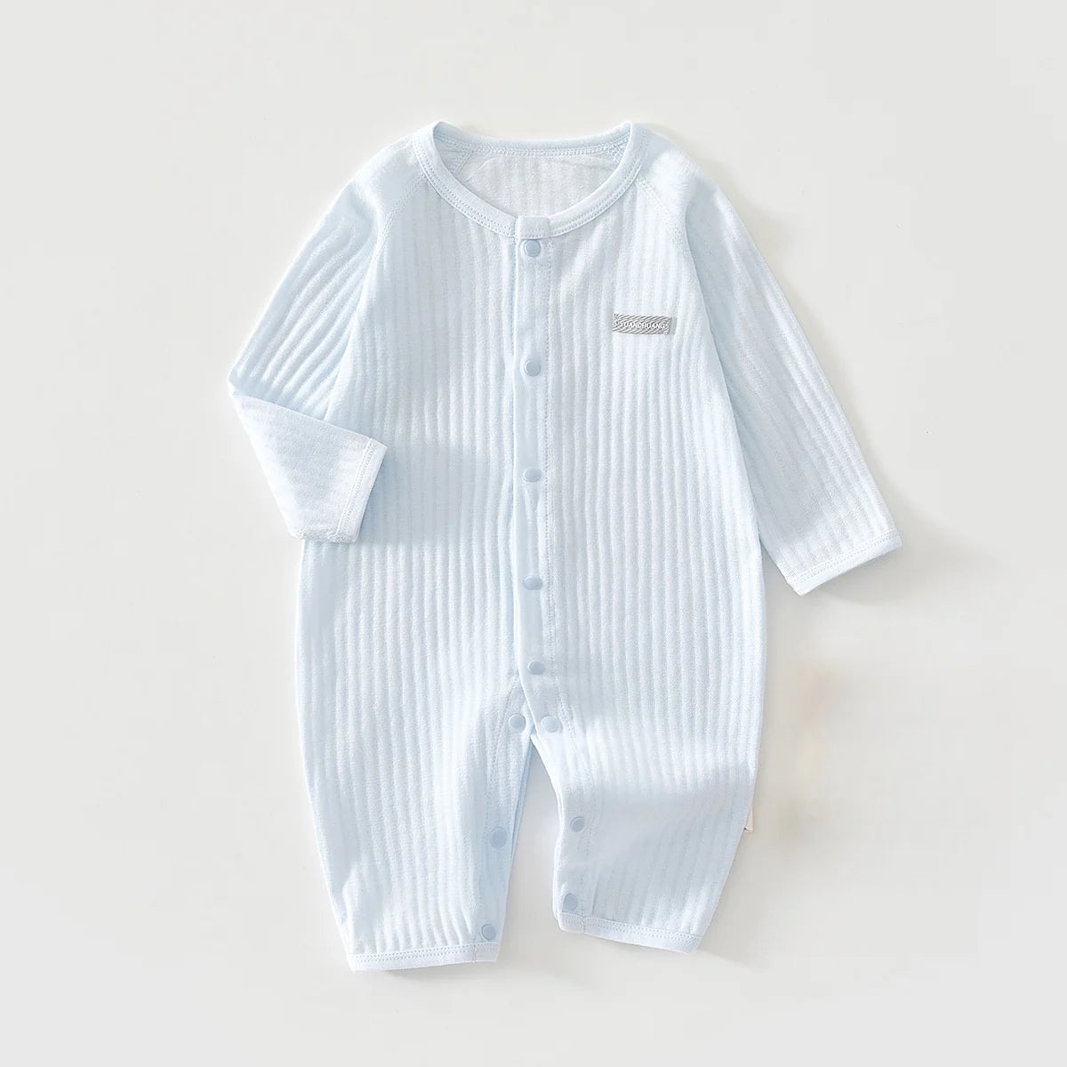 Newborn Baby Jumpsuit Summer Thin Long Sleeve Romper Solid Color One Pieces Infant Air Condition Clothes Daily Wear