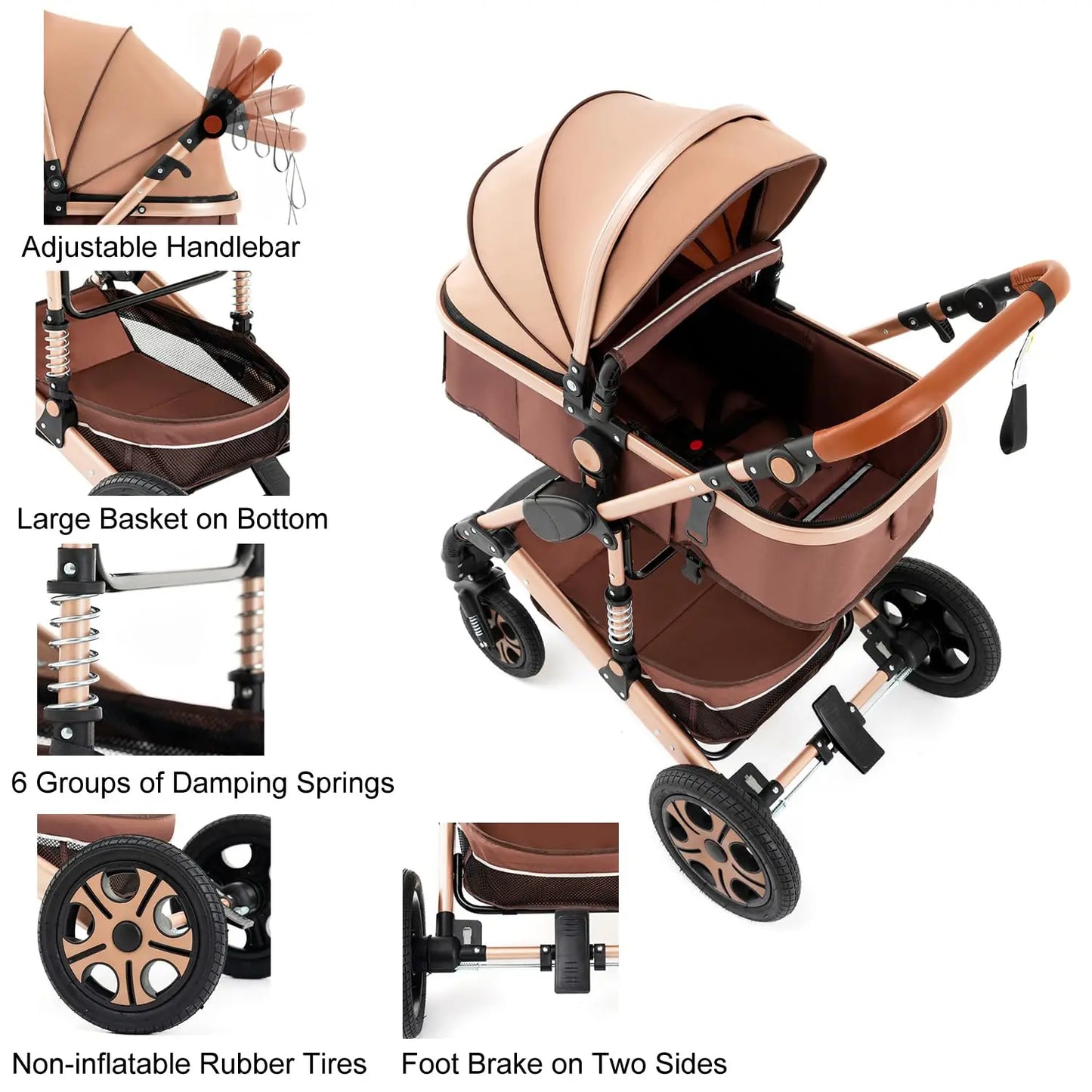Baby Stroller and Car Seat,Baby Travel System with Isofix Base,Baby Carriage Up to 55lbs, 3in1 Reversible Foldable Standard Stroller
