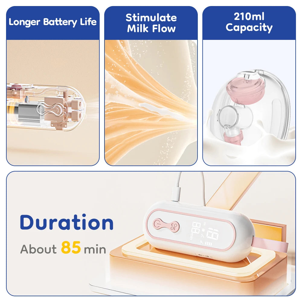 MAMIJOY Wearable Breast Pump  Portable Low Noise Breastfeeding Pump with 4 Modes 15 Levels Double Electric Breast Milk Pump AV66