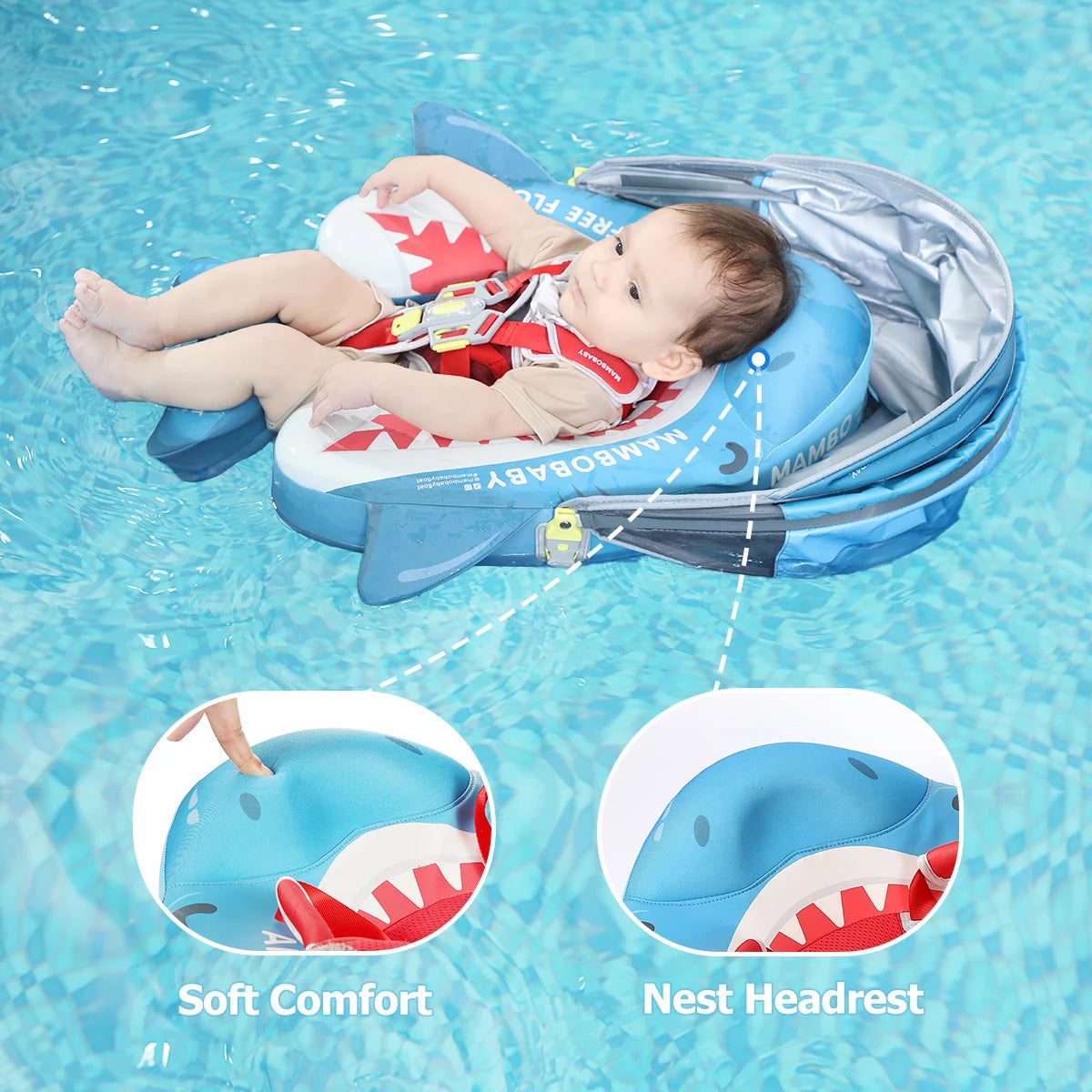 Mambobaby Baby Pool Float Vip 5 Dropshipping Blackproof Pool Mat For Infant Non-Inflatable Natation Buoy With Parasol Beach Toys