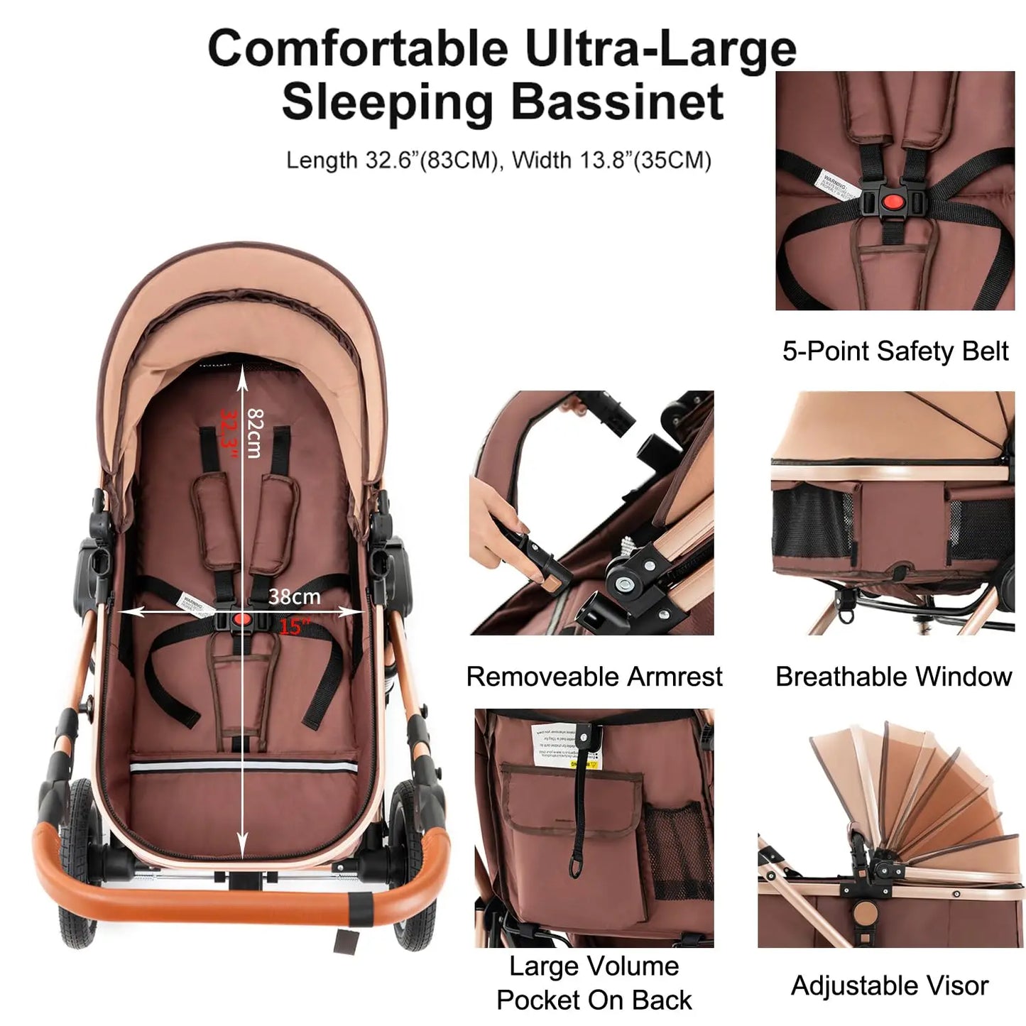 Baby Stroller and Car Seat,Baby Travel System with Isofix Base,Baby Carriage Up to 55lbs, 3in1 Reversible Foldable Standard Stroller
