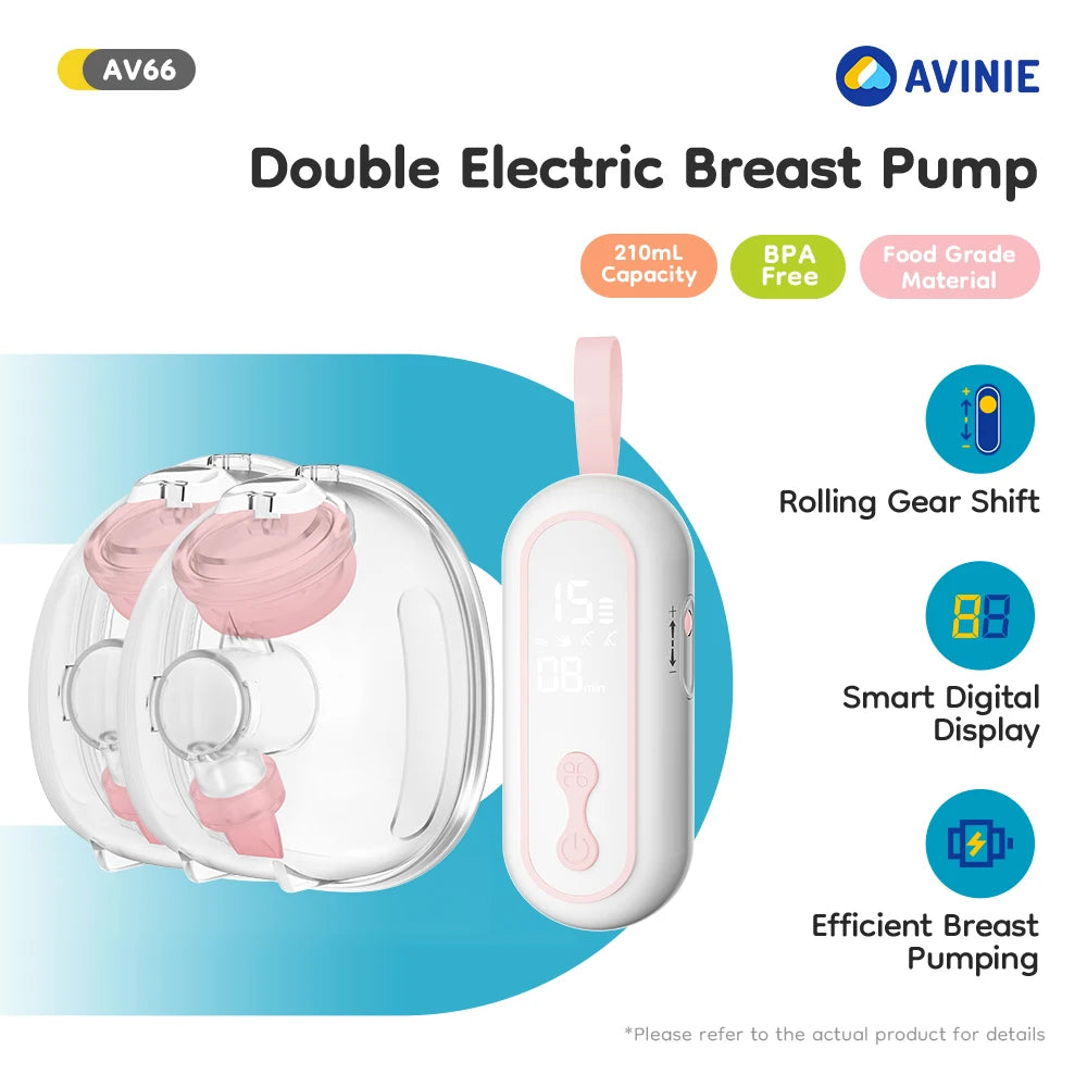 MAMIJOY Wearable Breast Pump  Portable Low Noise Breastfeeding Pump with 4 Modes 15 Levels Double Electric Breast Milk Pump AV66