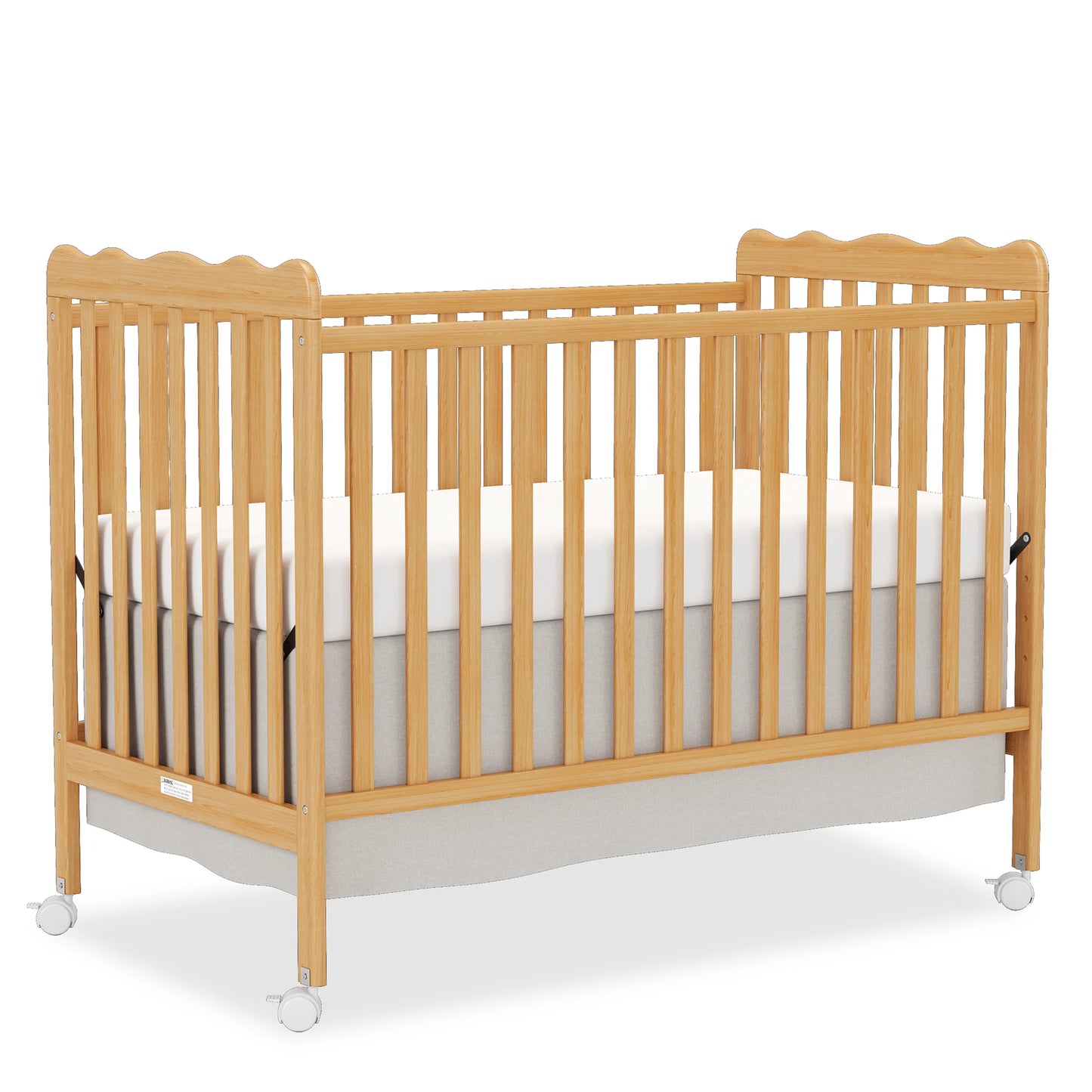 4-in-1 Convertible Wooden Baby Crib, Converts to Toddler Bed & Daybed, 3 Adjustable Mattress Heights, Non-Toxic Finish, Removable Wheels