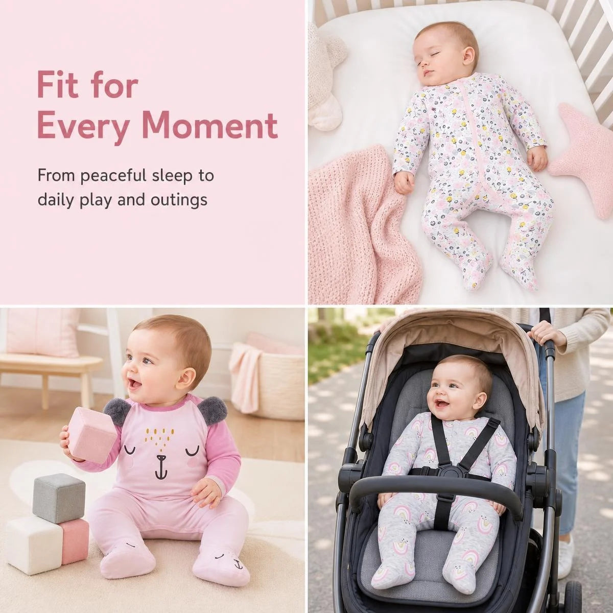 COZY 4-Pack Newborn Baby Onesies Short Sleeve Bodysuits Set, Soft Cotton Blend Snap Closure No Zipper Design, Machine Washable Gift for Baby Shower, Home Sleep Outing Wear, Classic White, Heather Grey Stripe, Sweet Polka Dot