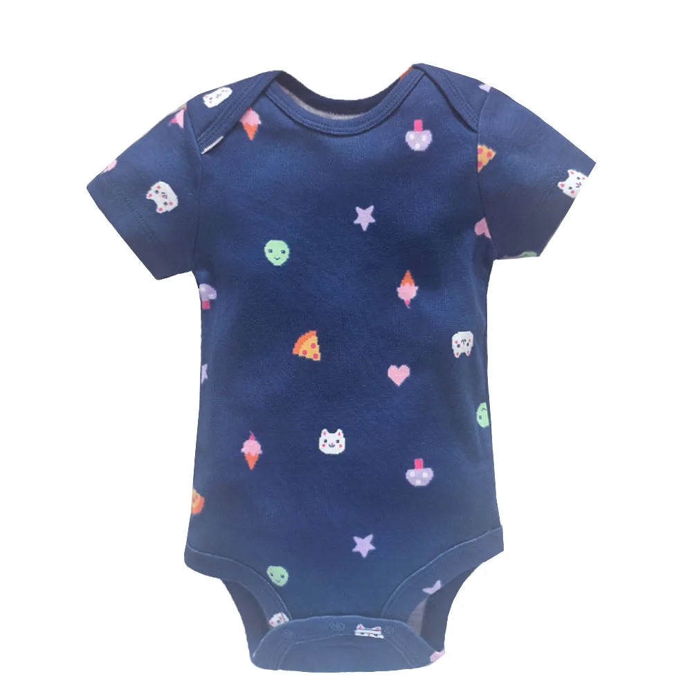 5PCS/Lot Baby Girls Bodysuits Cartoon Baby Girls Clothes 100% Cotton Summer Short Sleeve 3-24 Month Newborn Roupas de bebe