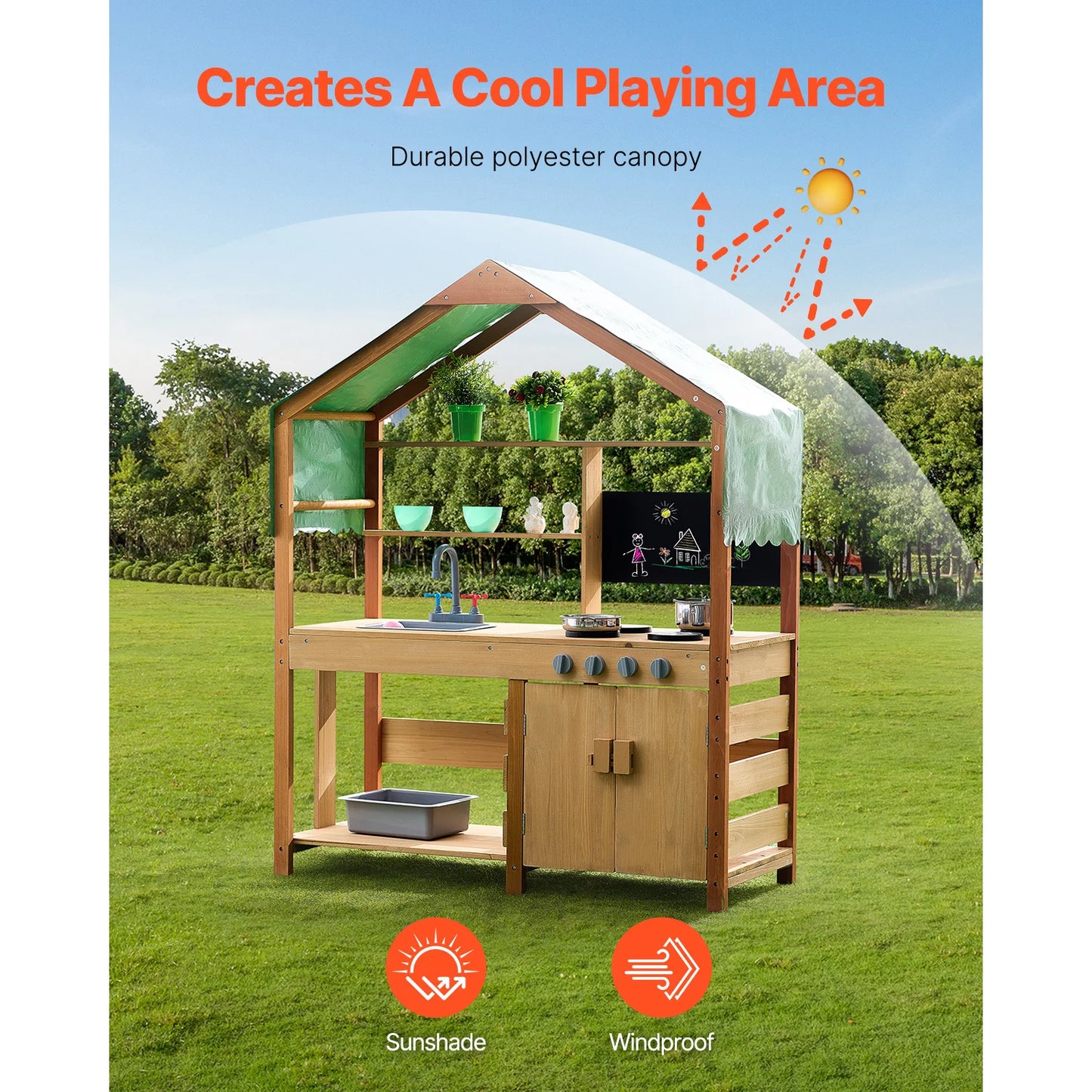 Mud Kitchen Cookware Toys Kids Outdoor Toddler Grocery Store Playset with Stoves Faucet for Children Birthday Gifts