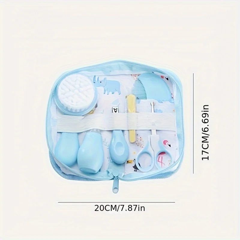 6pcs/set Care Kit with Bag - Portable Travel Set with Bath Brush, Nail Clipper, Nail File, Scissors, Nasal Aspirator - Ideal Gift for New Parents, Kids Grooming Kit