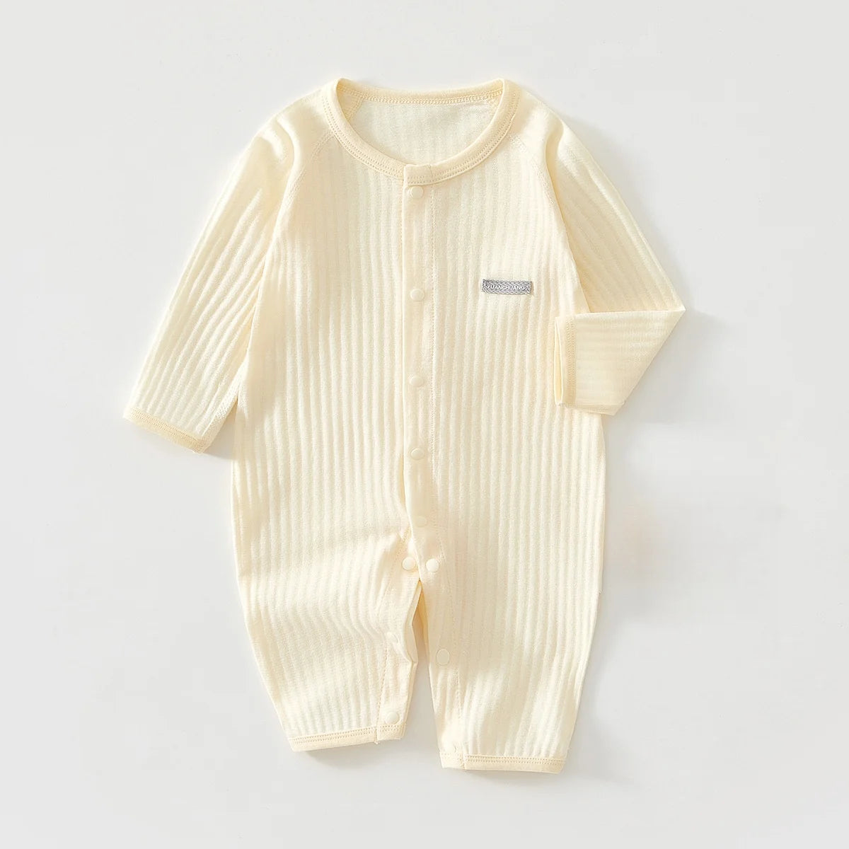 Newborn Baby Jumpsuit Summer Thin Long Sleeve Romper Solid Color One Pieces Infant Air Condition Clothes Daily Wear