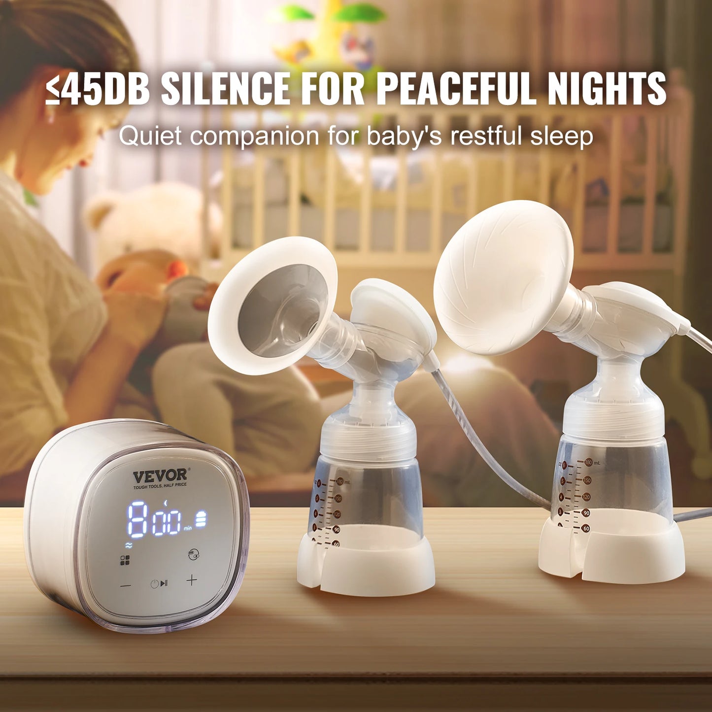 Breast Pump Portable 2800mAH Rechargeable Double Electric Breast Pumps Anti-Backflow Breastfeeding Pump w/ LED Display