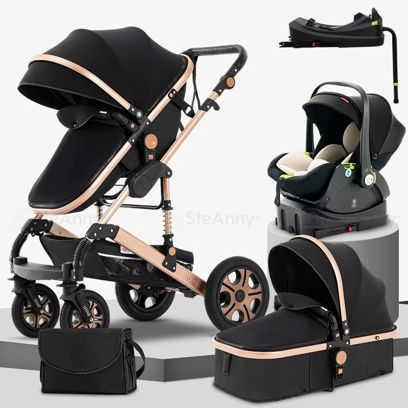 Baby Stroller and Car Seat,Baby Travel System with Isofix Base,Baby Carriage Up to 55lbs, 3in1 Reversible Foldable Standard Stroller