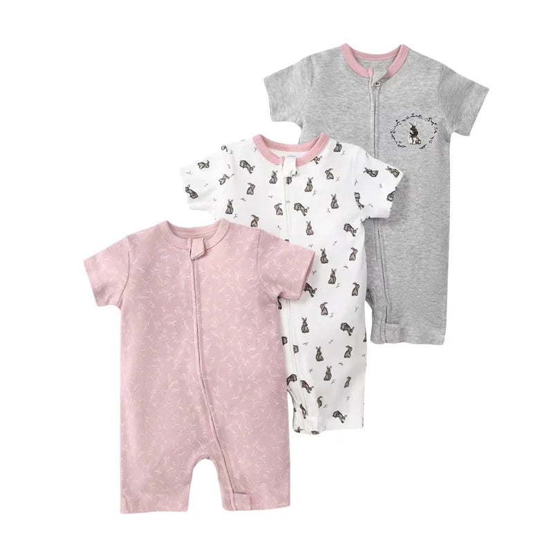 3PCS/Lot Summer Baby Rompers Baby Clothing 100% Cotton Newborn Baby Boy Clothes Infant Jumpsuits Short Sleeve Kids Clothes