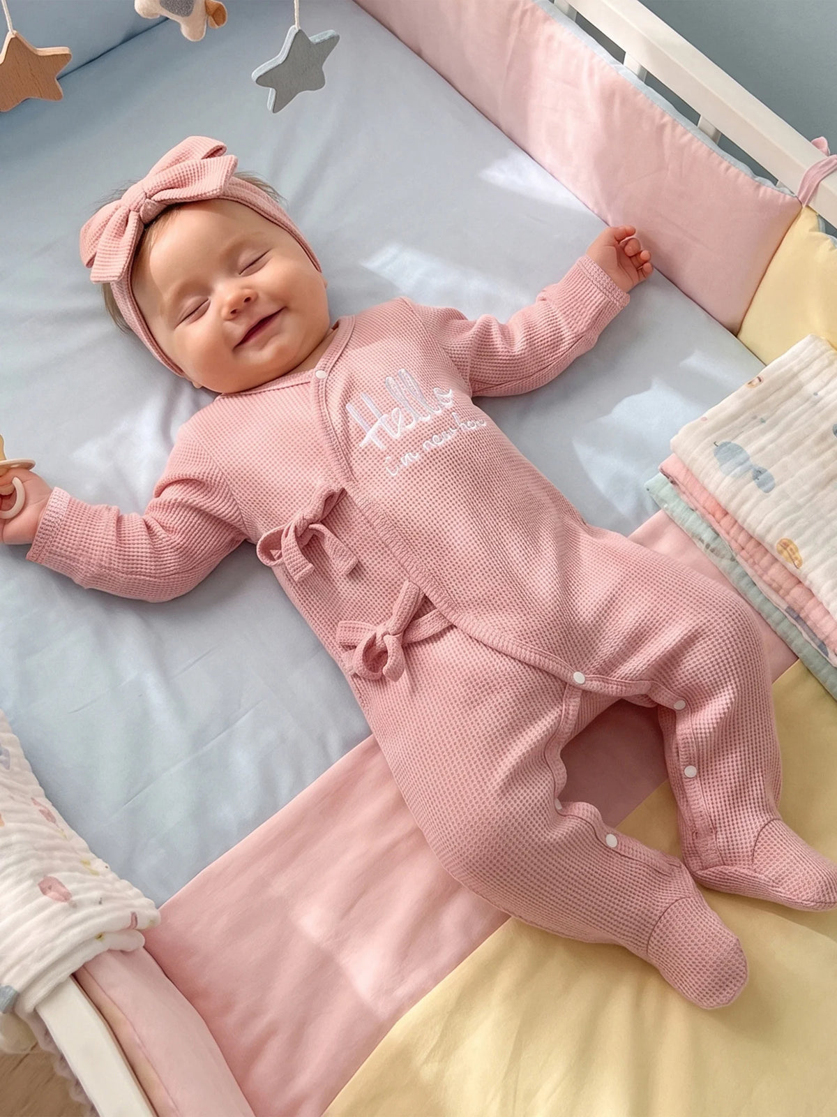 Girls Cute Baby Girls Waffle Waffle Footed Romper Baby Letter Embroidery Girls Waffle Latest Baby Girls Waffle