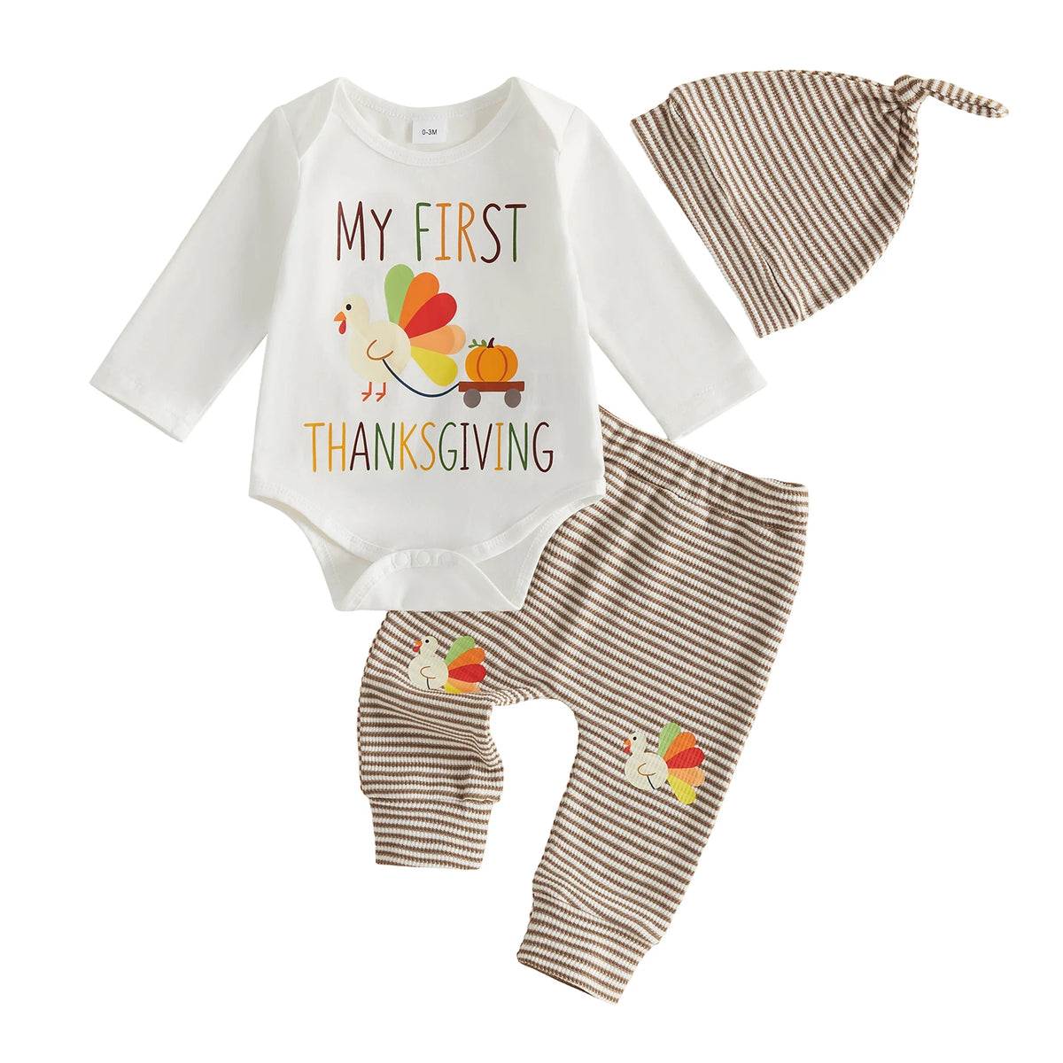 Baby Thanksgiving Outfit Thanksgiving Outfit Letter Baby Boy Thanksgiving Sleeve Stripe Stripe Pants Hat Romper Stripe Pants Top