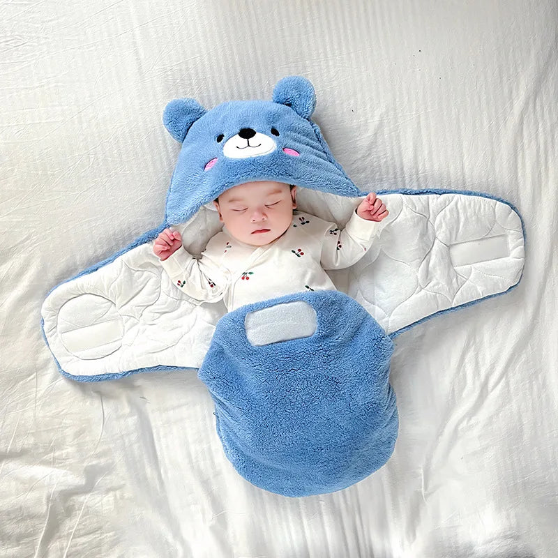 Newborn Baby Quilt Autumn Winter Style Cartoon Single Room Package Wrapped Quilt Cover Animal Pattern Pure Color Velvet Material
