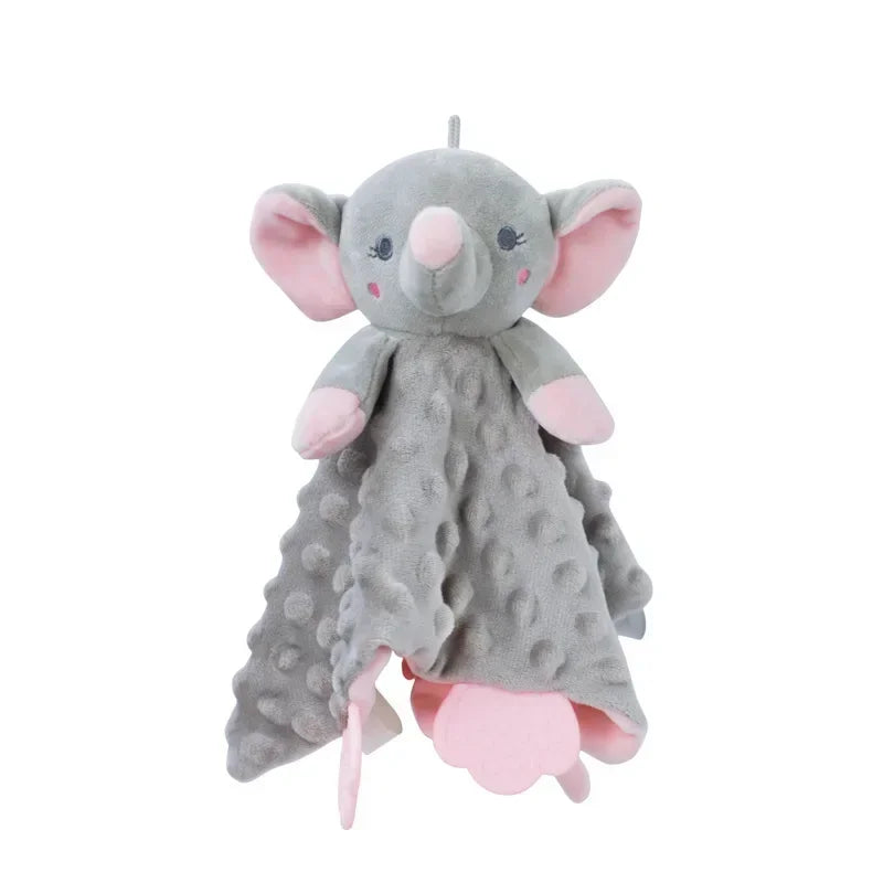 Personalized Newborn Baby Comforter Custom Minky Security Blanket with Teether Bunny Elephant Baby Shower Gift