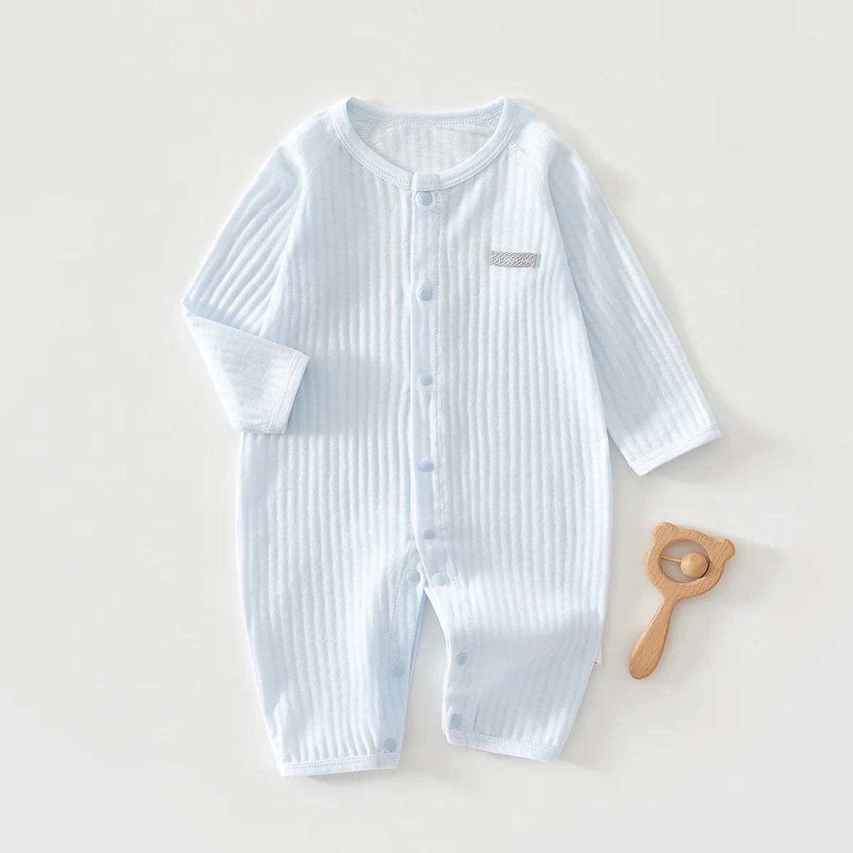 Newborn Baby Jumpsuit Summer Thin Long Sleeve Romper Solid Color One Pieces Infant Air Condition Clothes Daily Wear