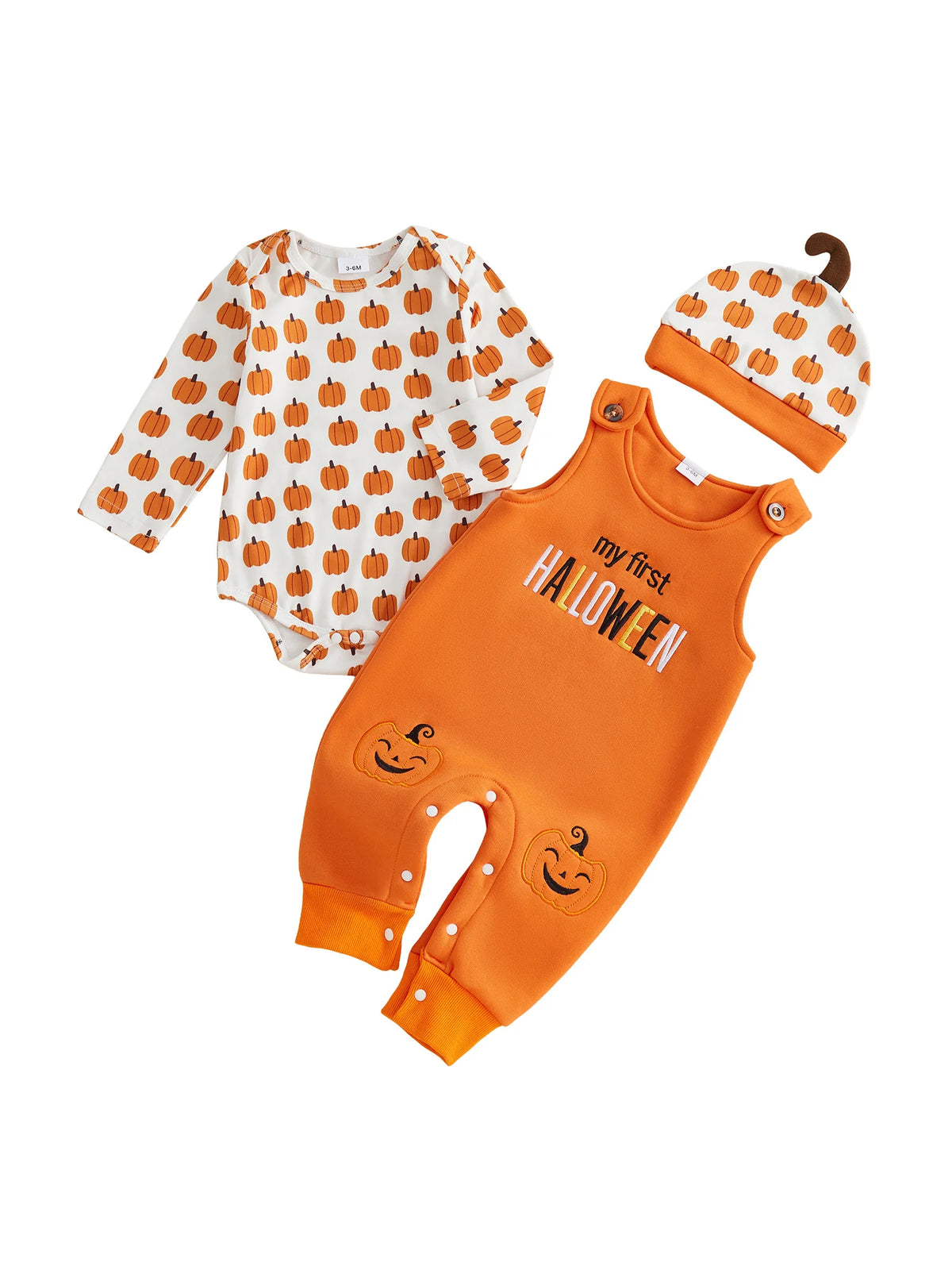 Halloween Sleeve  Halloween Clothes Baby  Halloween Hat Overalls-Hat-Set Clothes-Pumpkin