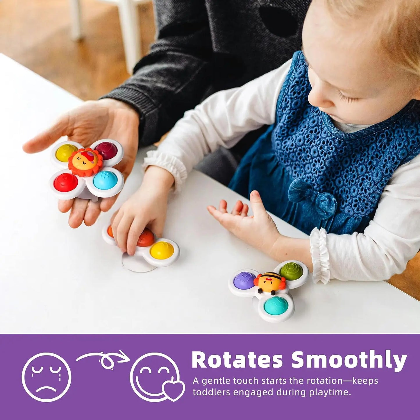 Sensory Bath Toy with Suction Cup, Rotating Fidget for Baby Travel, 10+ Months