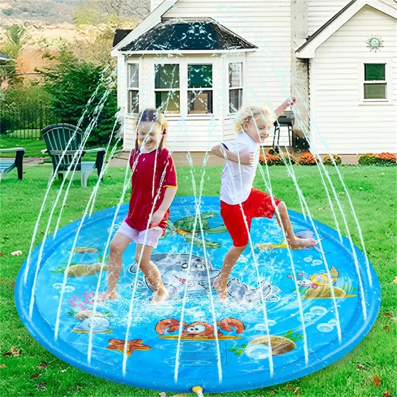 [Blue Dolphin Spray Pad] Durable PVC Blue Dolphin Water Spray Pad | Round Outdoor Splash Play Mat for Youngsters 3+ Fun Marine Animal Design Perfect for Summer Backyard Fun Water Toys