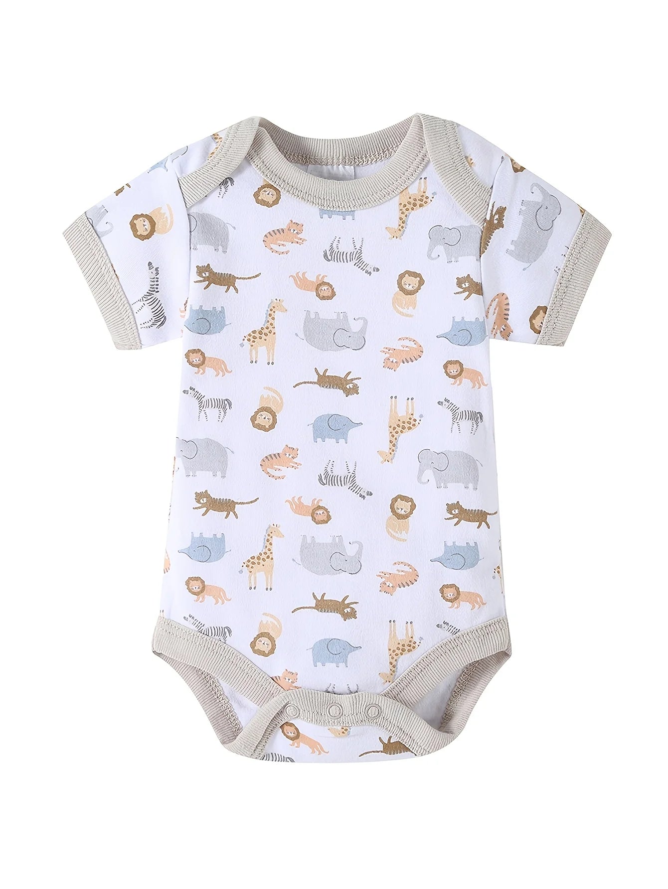 Soft Stretchy Rompers with Cute And Prints (Elephant, Giraffe, "I Love Mom" Lettering) Incl. Long Romper, Hat, Bib, Socks, Pants, Jacket, Top And Bodysuit, for Outdoor