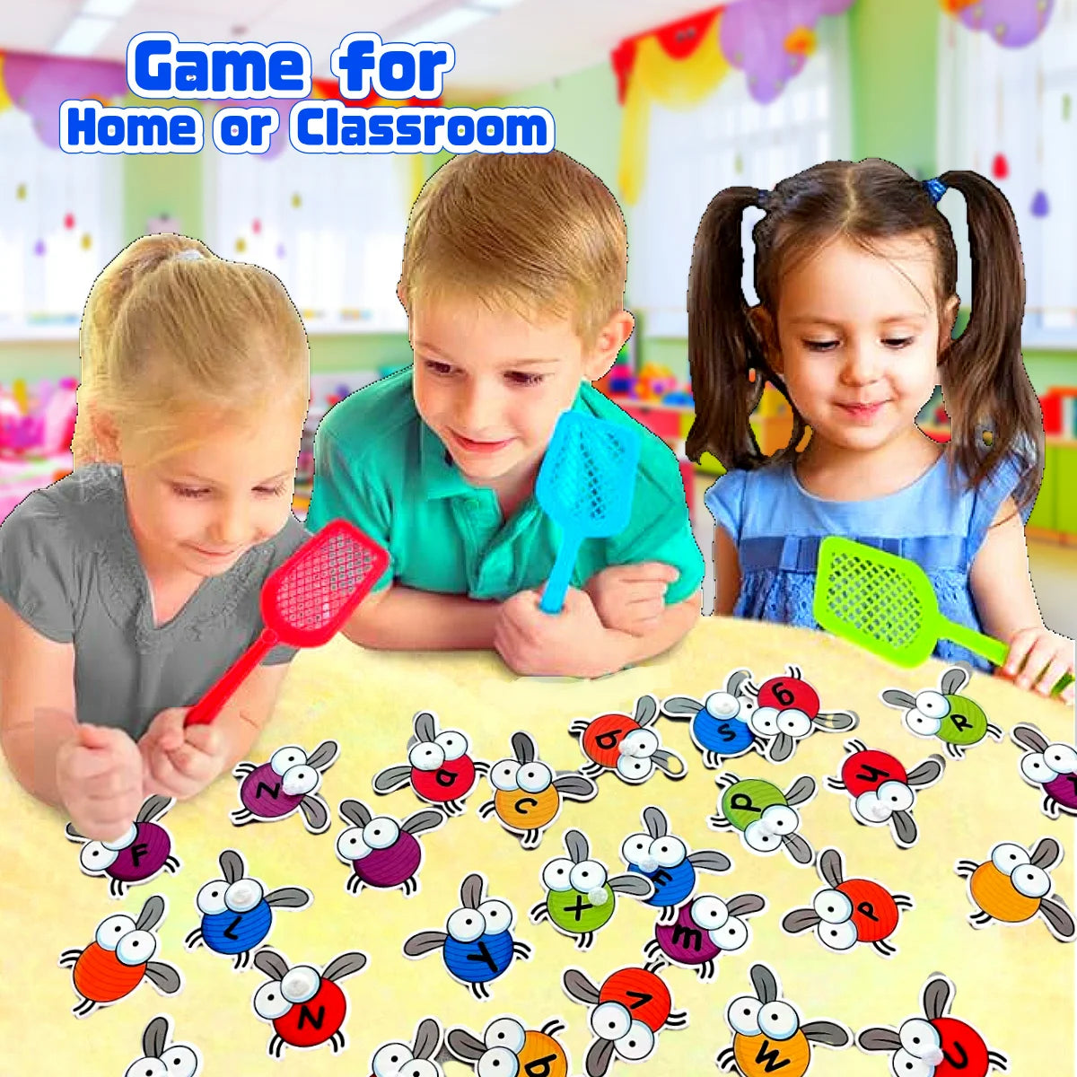 Interactive Alphabet Fly Swatter Card Game | English Phonics Fun | Teacher-Recommended Preschool Toy | Home Early Learning gift