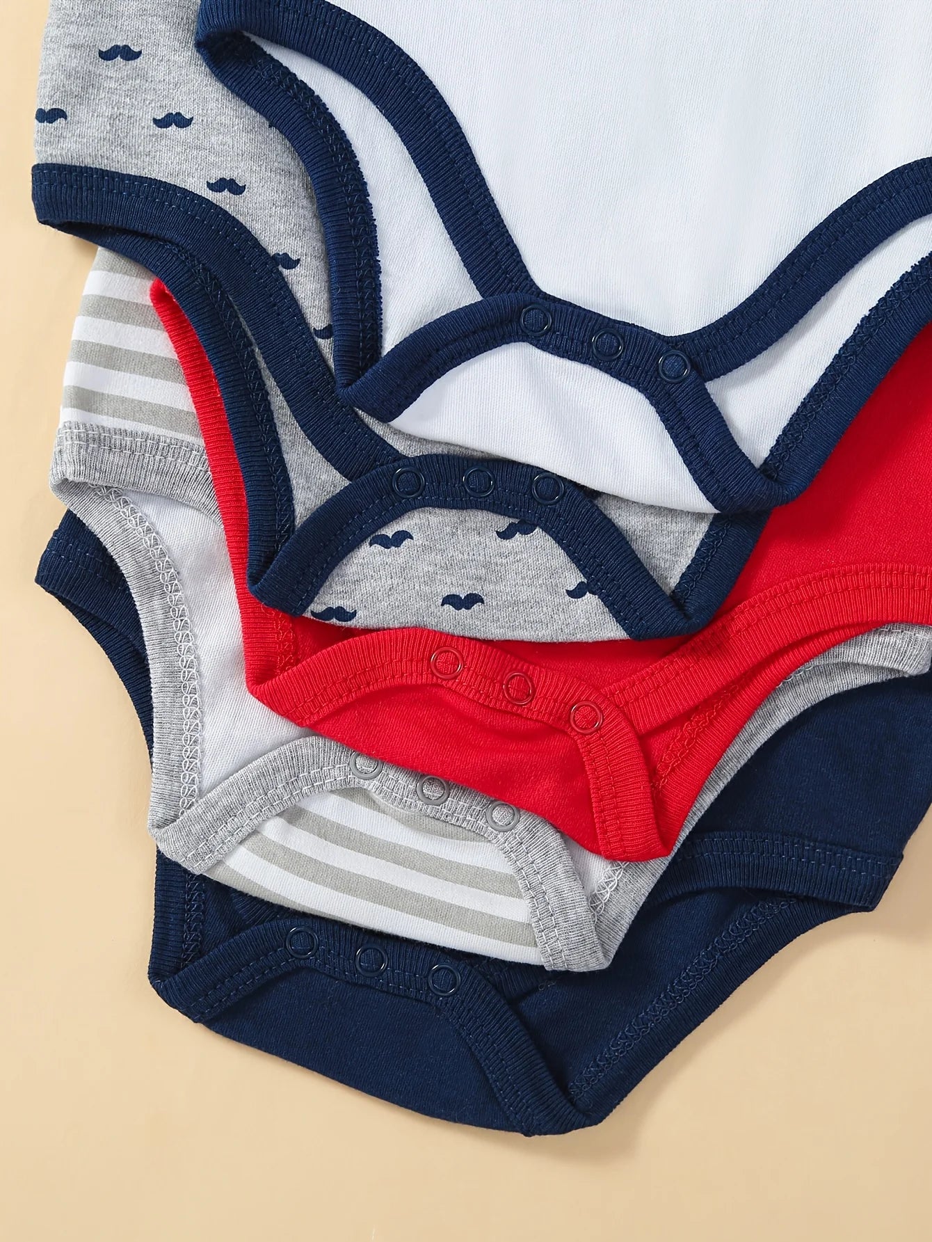 5pcs Baby Boys Short Sleeve Triangle Bodysuits, Cotton Gentleman Rompers with Bow Tie, Spring & Summer Outdoor Wear, Essential Newborn Hospital Clothes, Perfect for Outdoor