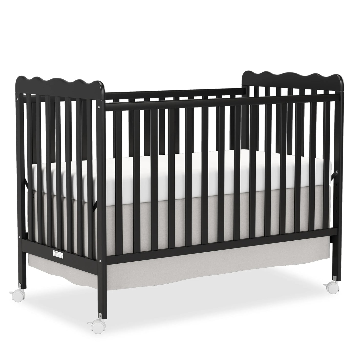 4-in-1 Convertible Wooden Baby Crib, Converts to Toddler Bed & Daybed, 3 Adjustable Mattress Heights, Non-Toxic Finish, Removable Wheels