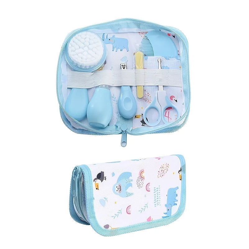6pcs/set Care Kit with Bag - Portable Travel Set with Bath Brush, Nail Clipper, Nail File, Scissors, Nasal Aspirator - Ideal Gift for New Parents, Kids Grooming Kit