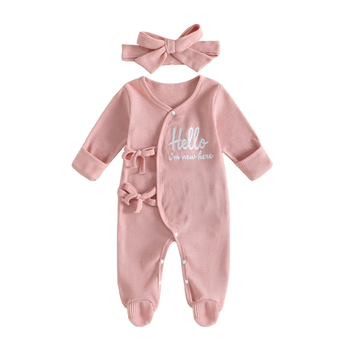 Girls Cute Baby Girls Waffle Waffle Footed Romper Baby Letter Embroidery Girls Waffle Latest Baby Girls Waffle