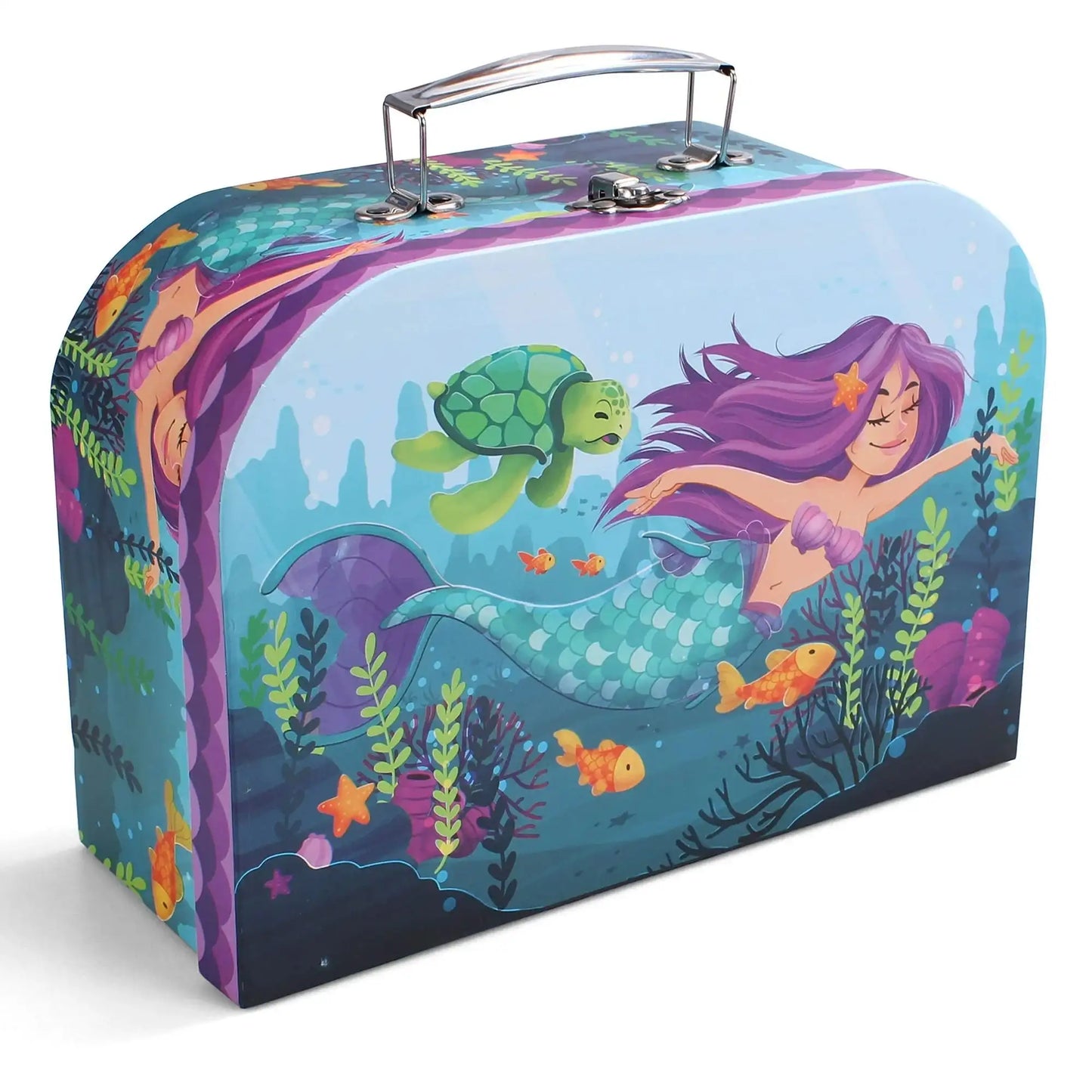 Kid Tea Set Mermaid Tea Party Set Princess Pretend Play Tin Teapot Set Kitchen Toy for Girls Toddlers 2 3 4 5 6 Years Old