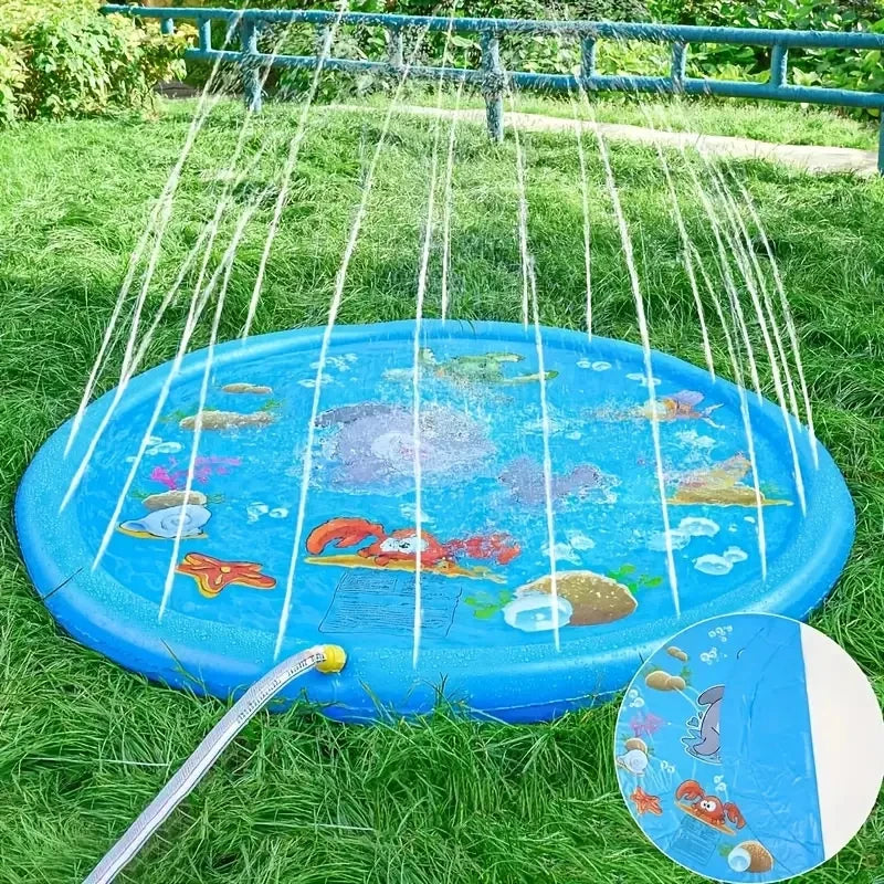 [Blue Dolphin Spray Pad] Durable PVC Blue Dolphin Water Spray Pad | Round Outdoor Splash Play Mat for Youngsters 3+ Fun Marine Animal Design Perfect for Summer Backyard Fun Water Toys