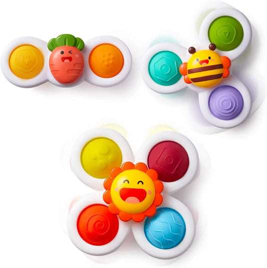 Sensory Bath Toy with Suction Cup, Rotating Fidget for Baby Travel, 10+ Months