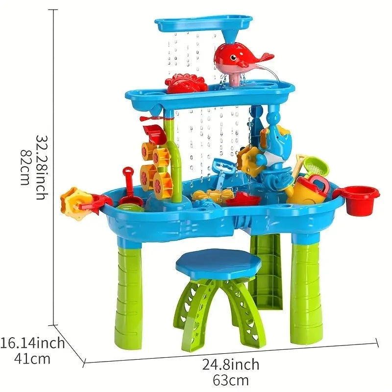 Children's Beach Table Waterfall Play Table Water Park Water Pool Sand Table Indoor Outdoor Multi-functional Beach Toy