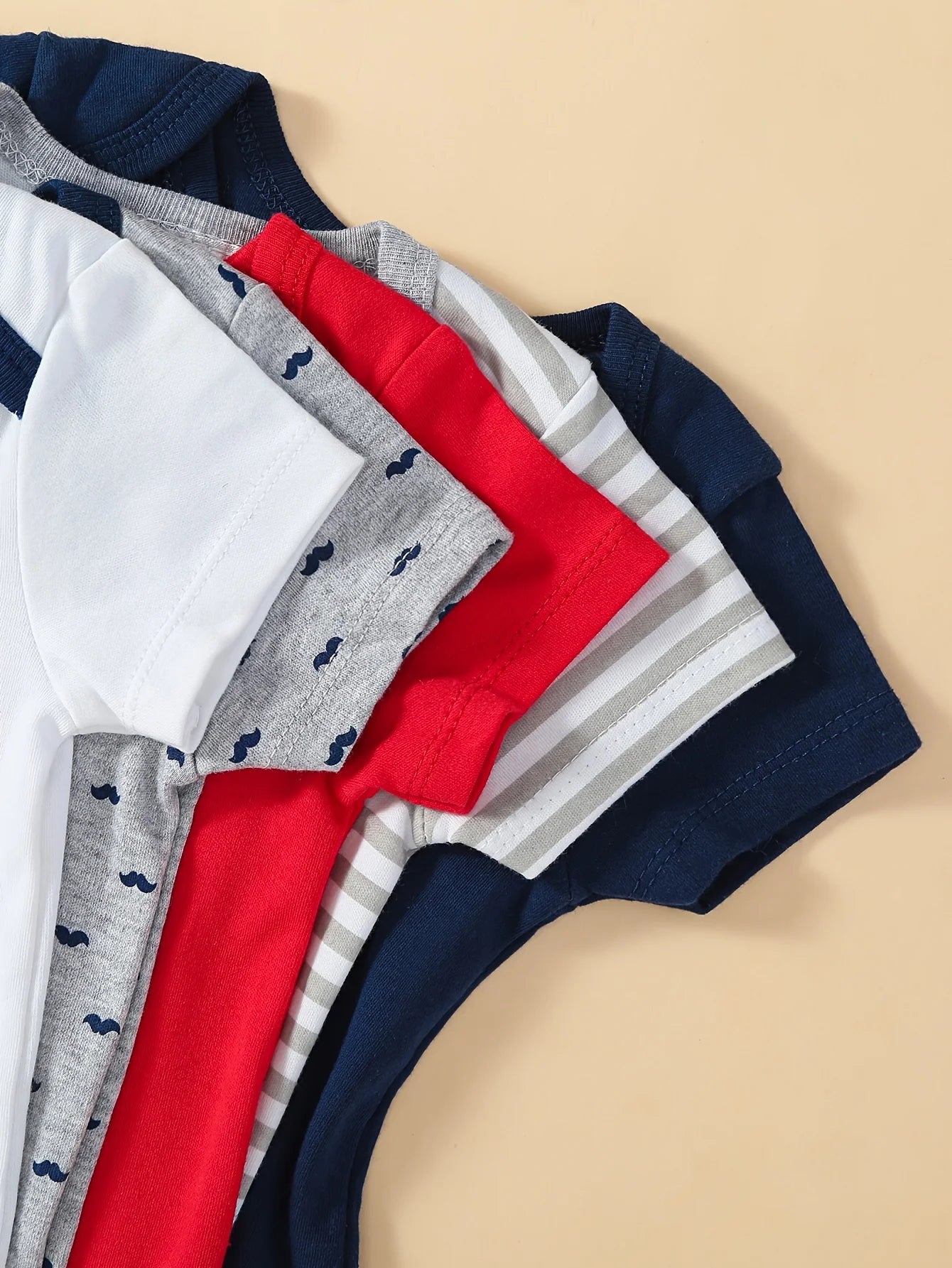 5pcs Baby Boys Short Sleeve Triangle Bodysuits, Cotton Gentleman Rompers with Bow Tie, Spring & Summer Outdoor Wear, Essential Newborn Hospital Clothes, Perfect for Outdoor