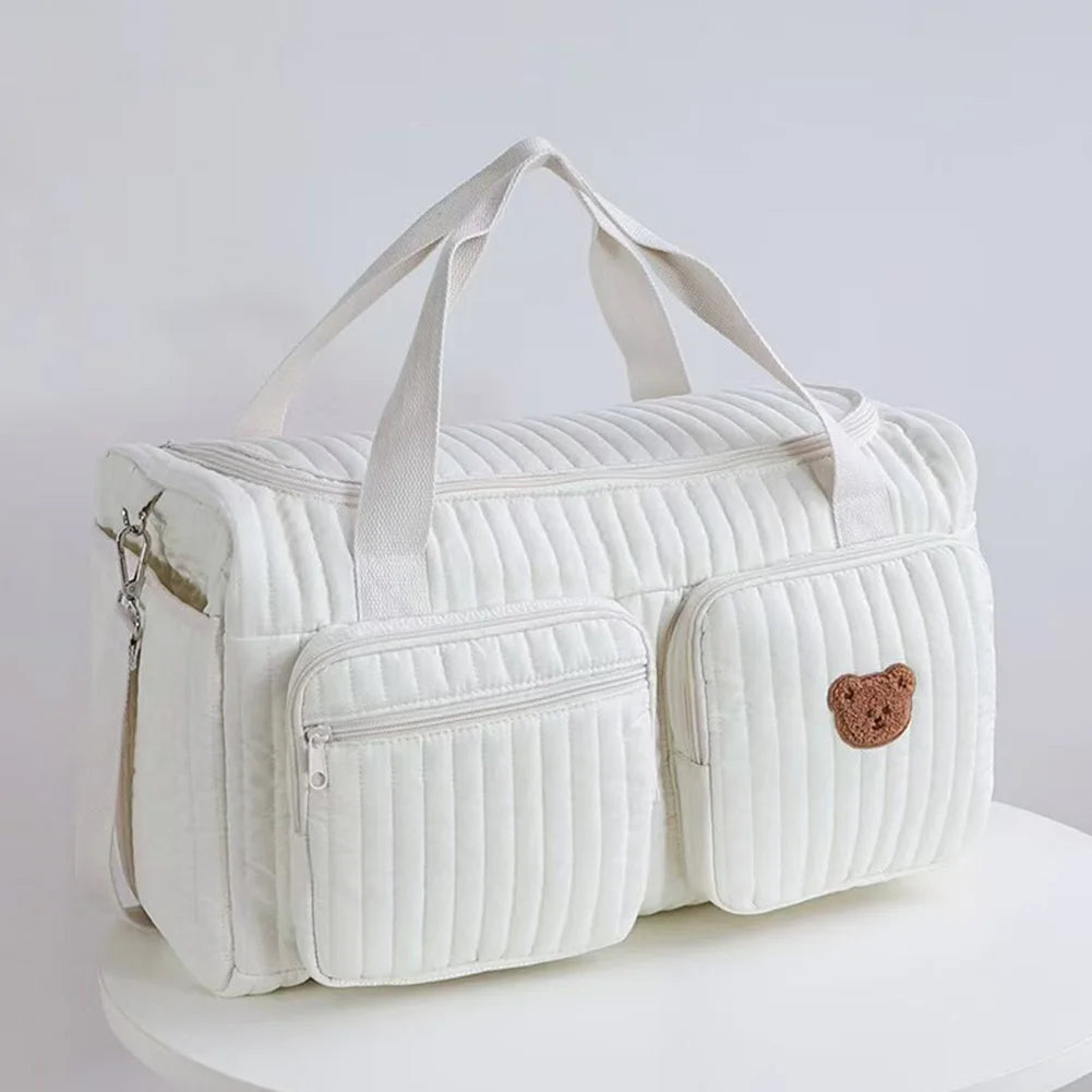 Quilted Baby Diaper Bag Large Capacity Weekender Bag Travel Bag for Hospital and Weekender Travel