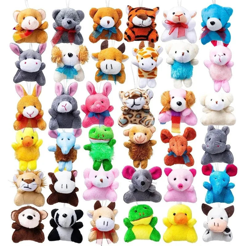 72 Pack Mini Animal Plush Toy Assortment (72 Units 3" Each) Bulk Stuffed Animals Party Favors Small Animals Plush Keychain