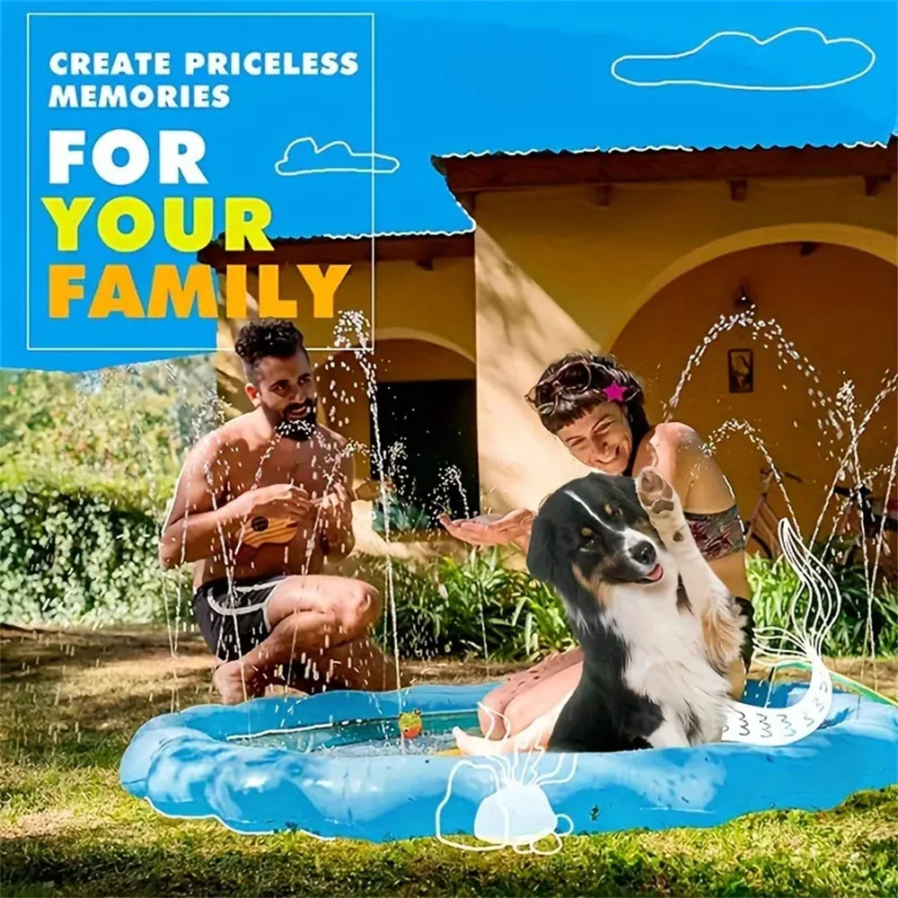 [Blue Dolphin Spray Pad] Durable PVC Blue Dolphin Water Spray Pad | Round Outdoor Splash Play Mat for Youngsters 3+ Fun Marine Animal Design Perfect for Summer Backyard Fun Water Toys