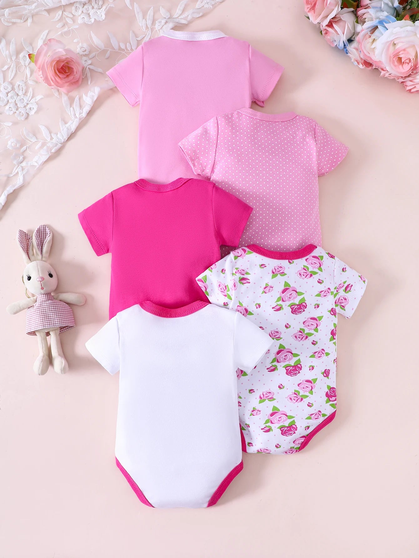 5PCS Baby Girl Clothes Baby Girl Clothing Summer Baby Clothes Cotton Fabric Short-Sleeved Jumpsuit Suitable for 0-12 Months