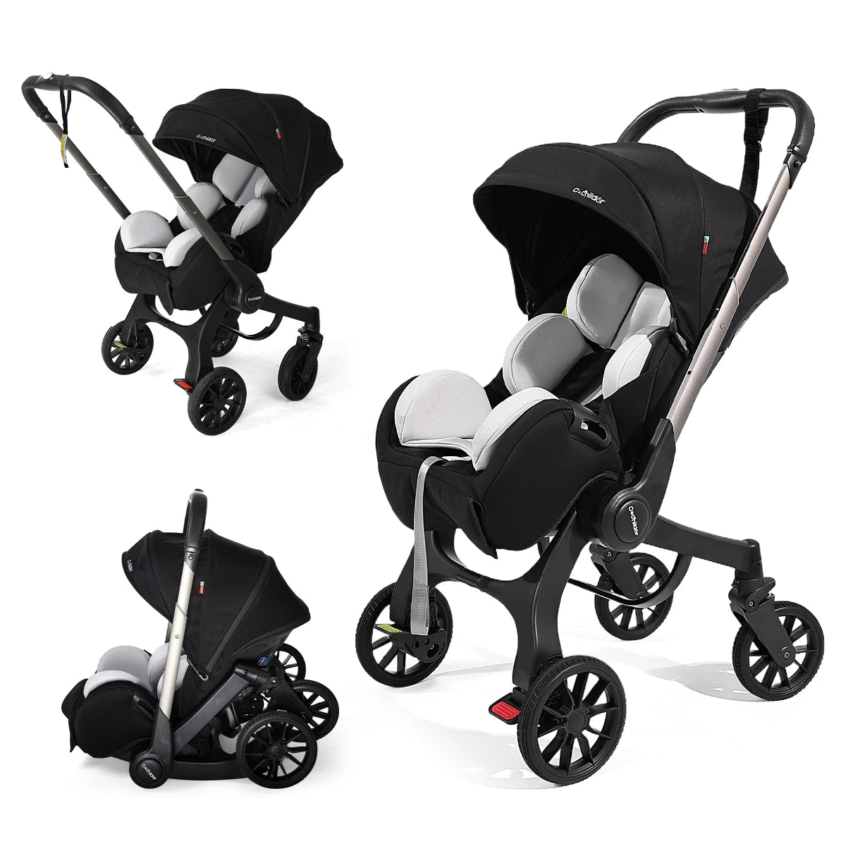 Stroller with 4 heels - metal frame and comfortable fabric, Foldable and easy to transport.