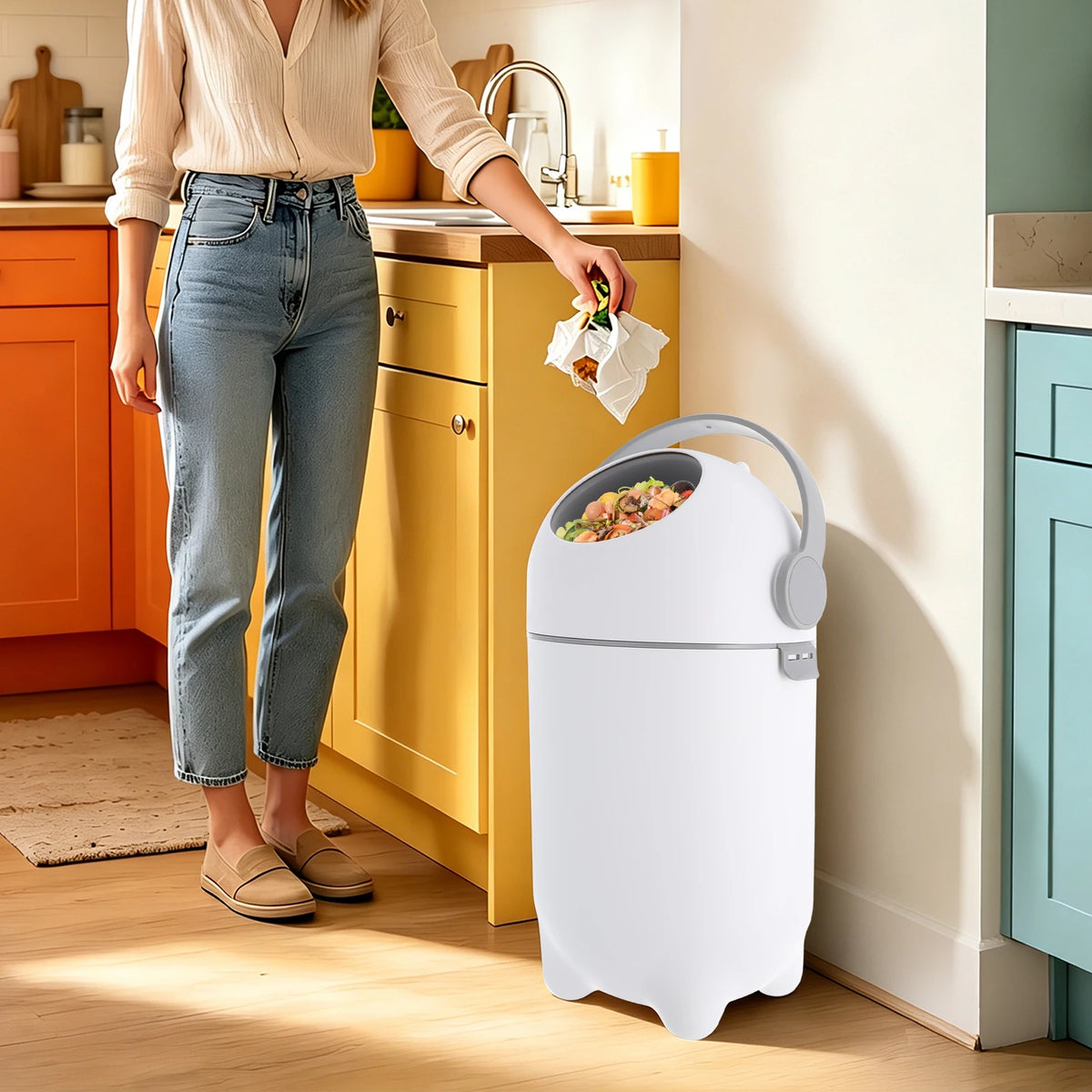 Diaper Pail with Airtight Lid, 3.96 Gal Nursery Trash Can, Odor Lock PP Diaper Bin for Baby, Holds 16 Diapers
