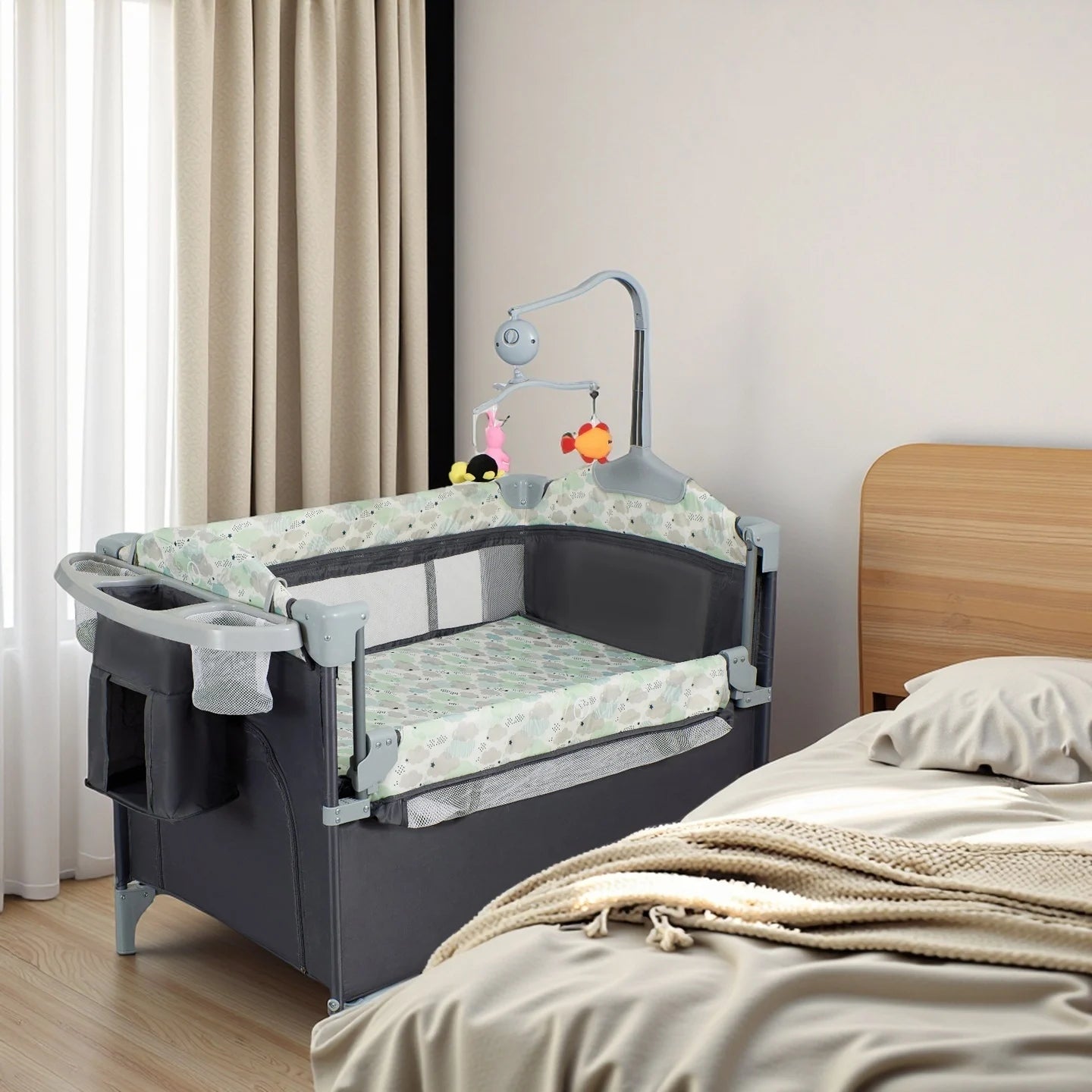 Pack n Play Portable Playard with Bassinet Baby Travel Crib with Changing Table Newborn to Toddler Folding Nursery Bed Playpen