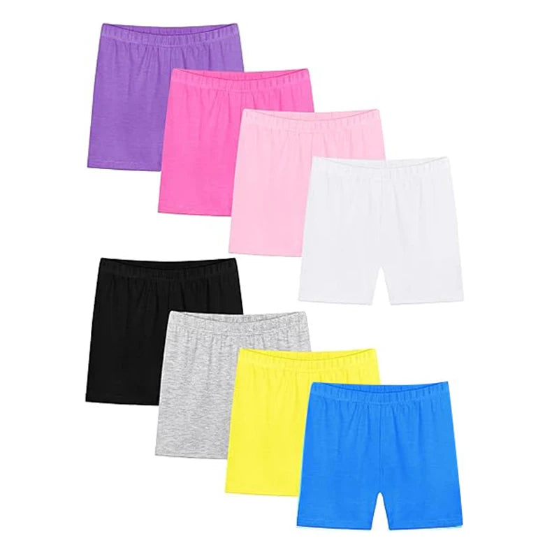 8pcs Summer Candy Color Underpants Girls Safety Shorts Cotton Leggings Girls' Beach Shorts Are Suitable For Children Ages 2-13