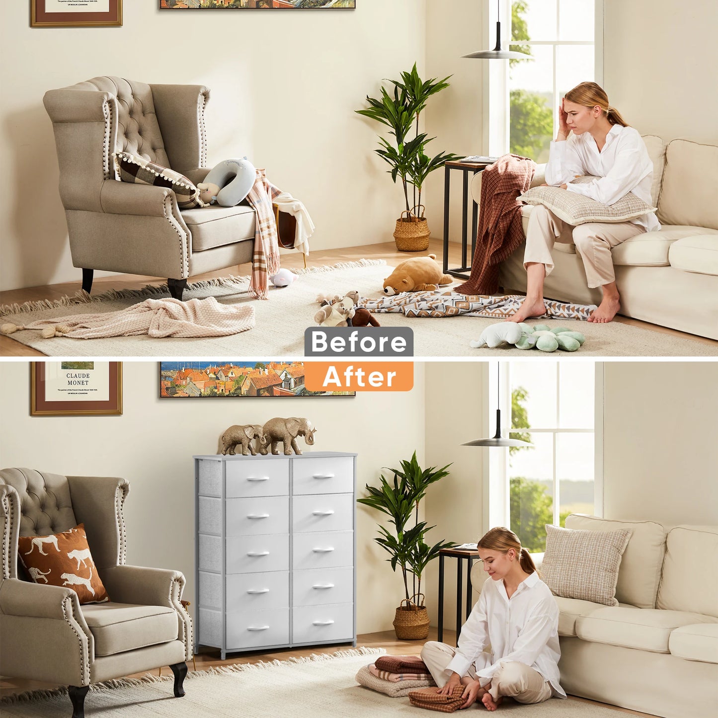 Wardrobes For Bedroom With 5/7/10 White Lover Fabric Drawers Chest Wardrobe Closet For Storage Cabinet Bedroom Of Furniture