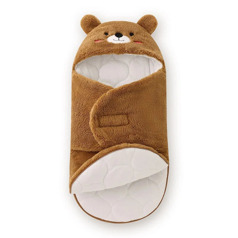 Newborn Baby Quilt Autumn Winter Style Cartoon Single Room Package Wrapped Quilt Cover Animal Pattern Pure Color Velvet Material