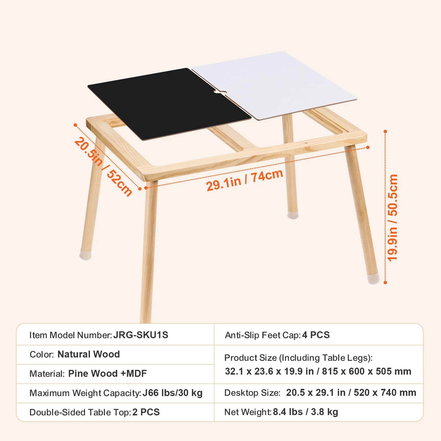 Wooden Sensory Table for Kids Activity with 3 Foldable Storage Bins & Double-Sided Board Indoor/Outdoor for Studying