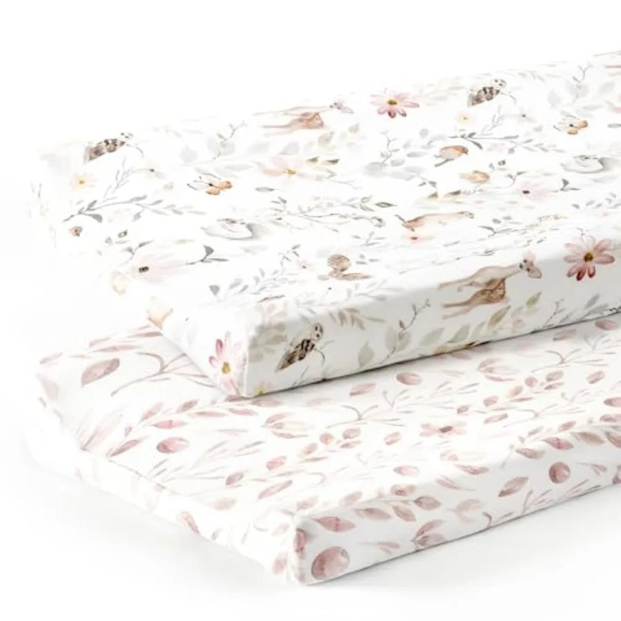 Stretch Ultra Soft Jersey Knit Changing Pad Cover Set 2 Pack, Change Table Pad Covers Fit 32"/34" x 16" Pads Safe and Snug, Uni