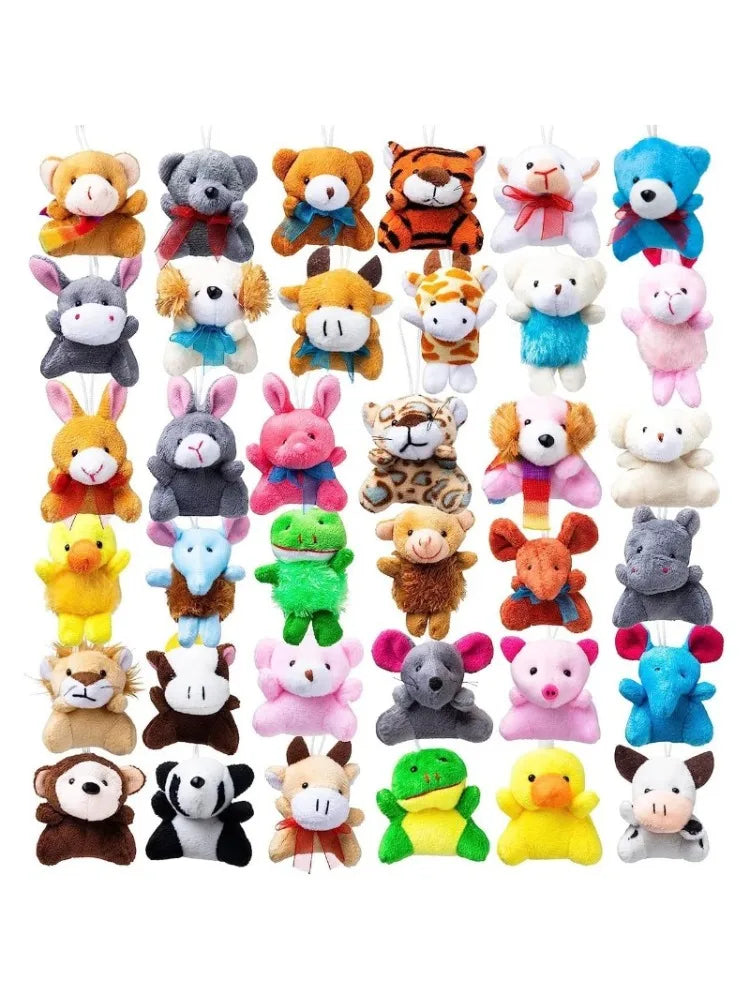 72 Pack Mini Animal Plush Toy Assortment (72 Units 3" Each) Bulk Stuffed Animals Party Favors Small Animals Plush Keychain